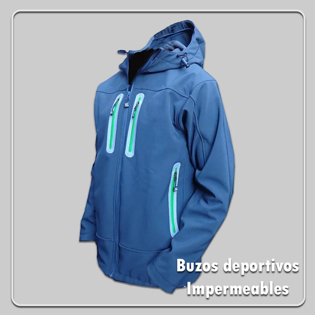 casaca deportiva impermeable azul