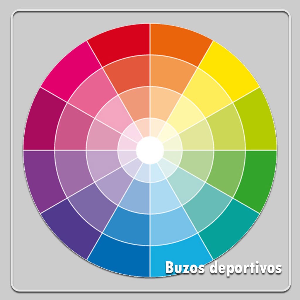 usa el circulo cromatico para elegir la combinacion de colores de tus buzos deportivos